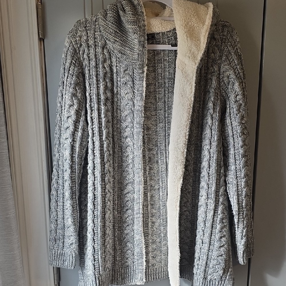 Cozy Gray Cable Knit Cardigan